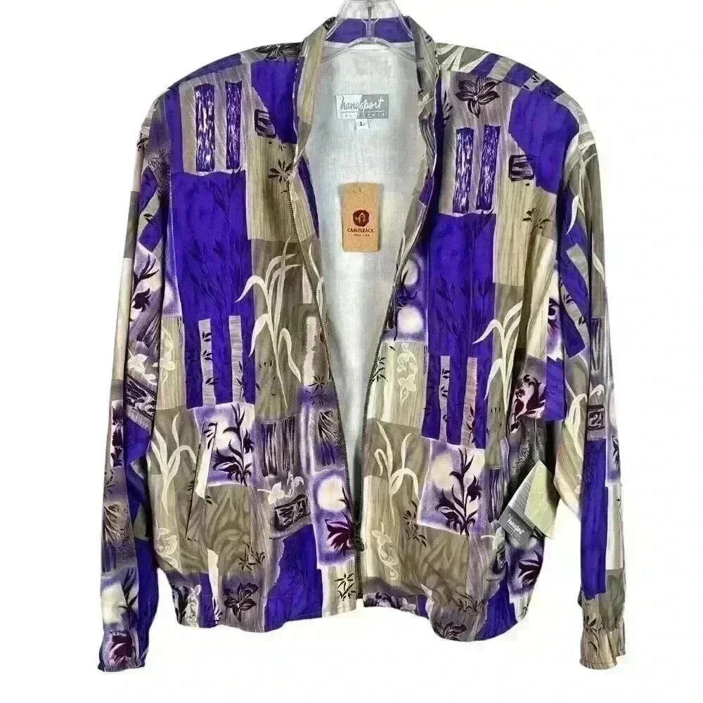 New NWT Hana Sport Vintage Windbreaker Purple‎ 90’s Women’s Large Golf Tennis - Picture 7 of 16